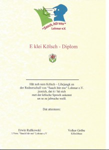 Urkunde org Kölsch Diplom